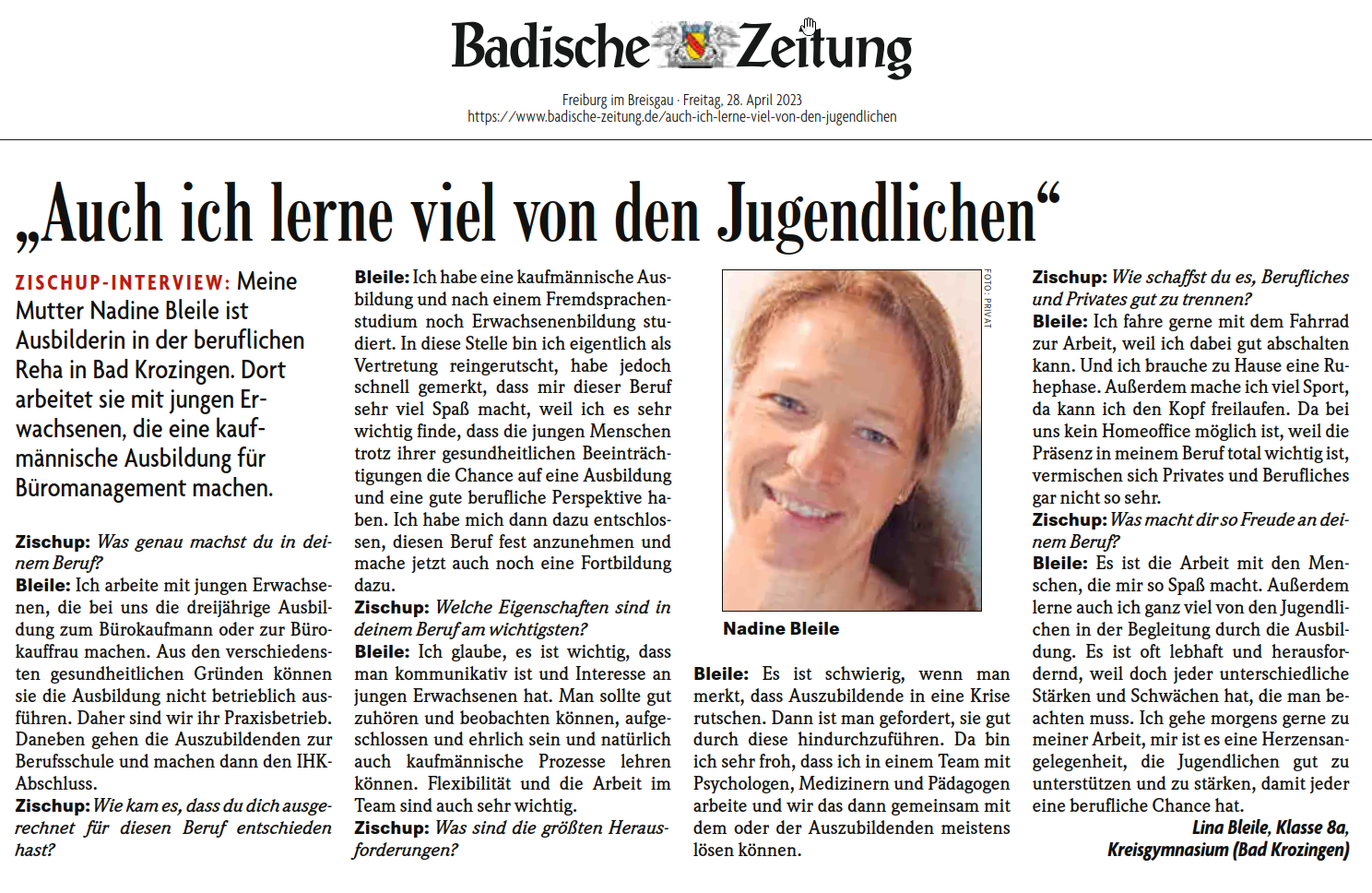 Auch ich lerne viel von den Jugendlichen